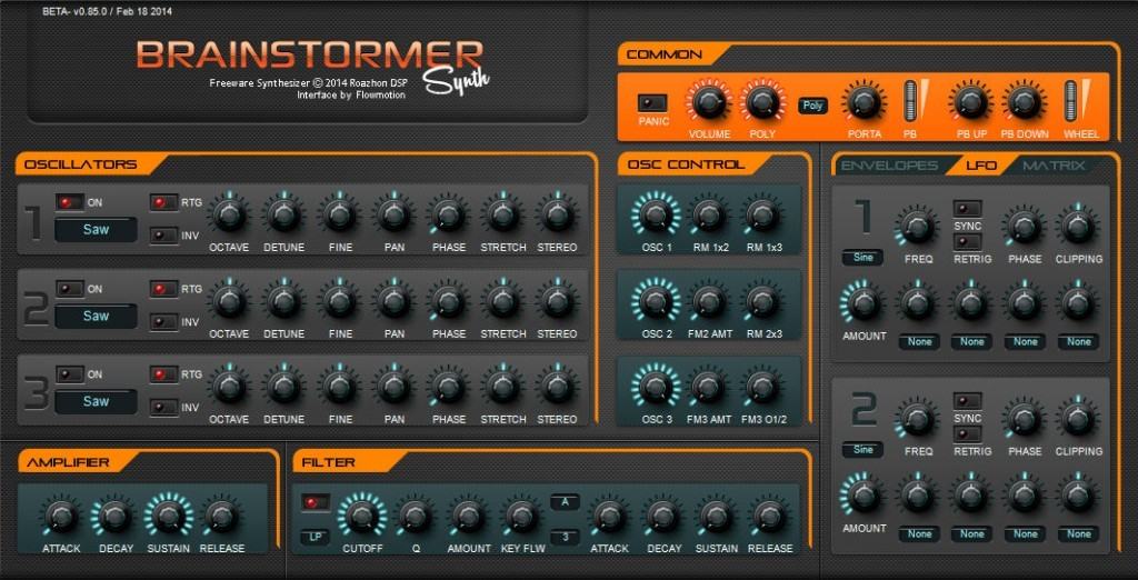BrainStormer Free Virtual Analogue Synthesizer By Roazhon DSP