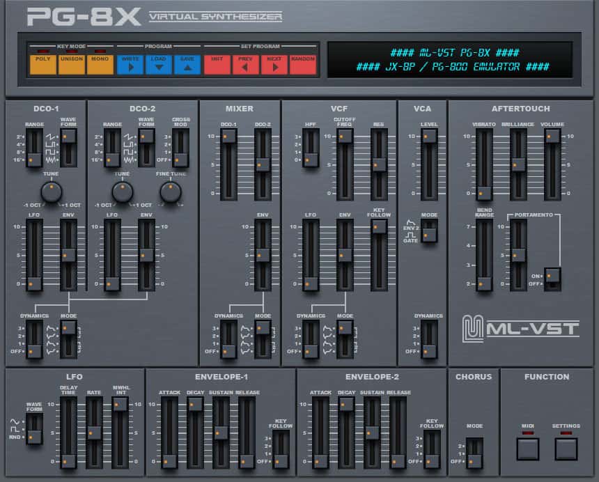 The new PG8X user interface in all its glory.