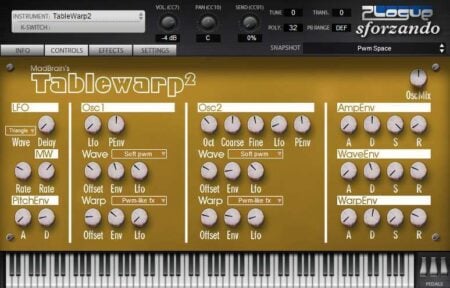 Free TableWarp2 instrument for Plogue sforzando.