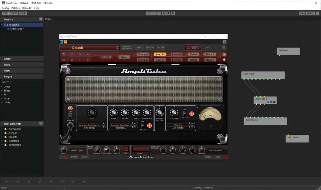 Kushview Element running as a VST plugin in Tone2's free NanoHost.