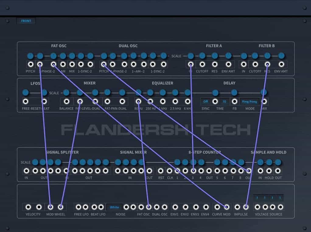 Tonetta Blue keeps all the modulation routings in the back panel.
