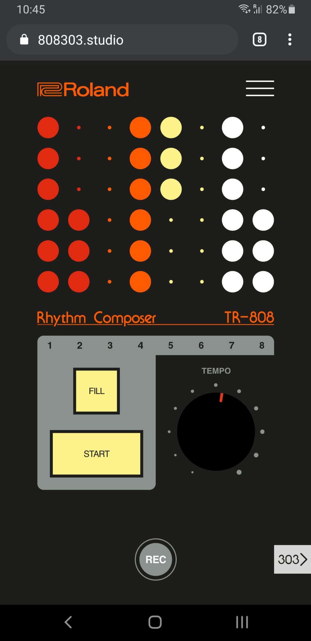 Here's how 808303.studio looks in a mobile browser.