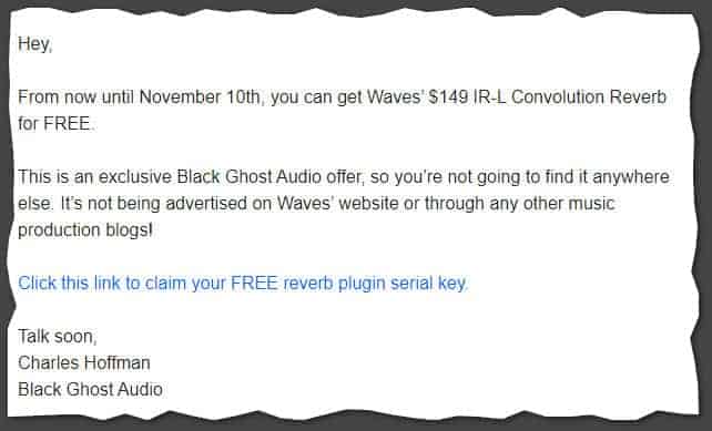 Confirm your email address to receive the Waves IR-L serial number.
