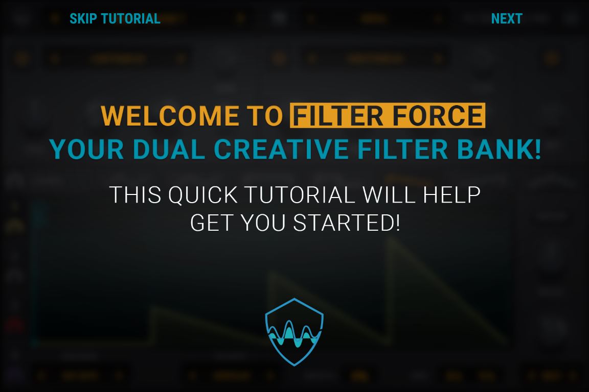 FilterForce greets you with a built-in tutorial. Neat!