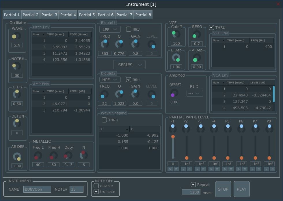 RC-808 features a complex 808 sound editor.