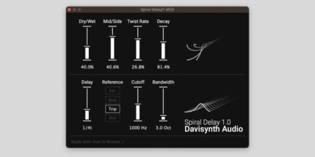 Davisynth Audio offers Spiral Delay, a FREE creative delay effect for macOS and Windows