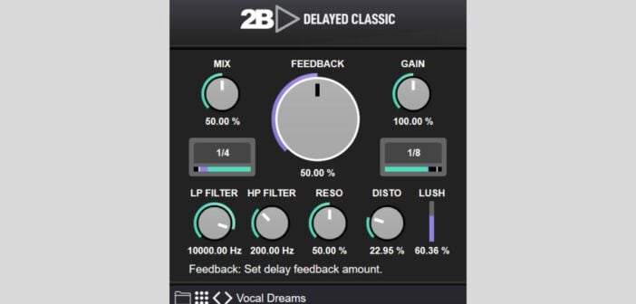 2B Delayed Classic delay, verb and distortion plugin is FREE this week