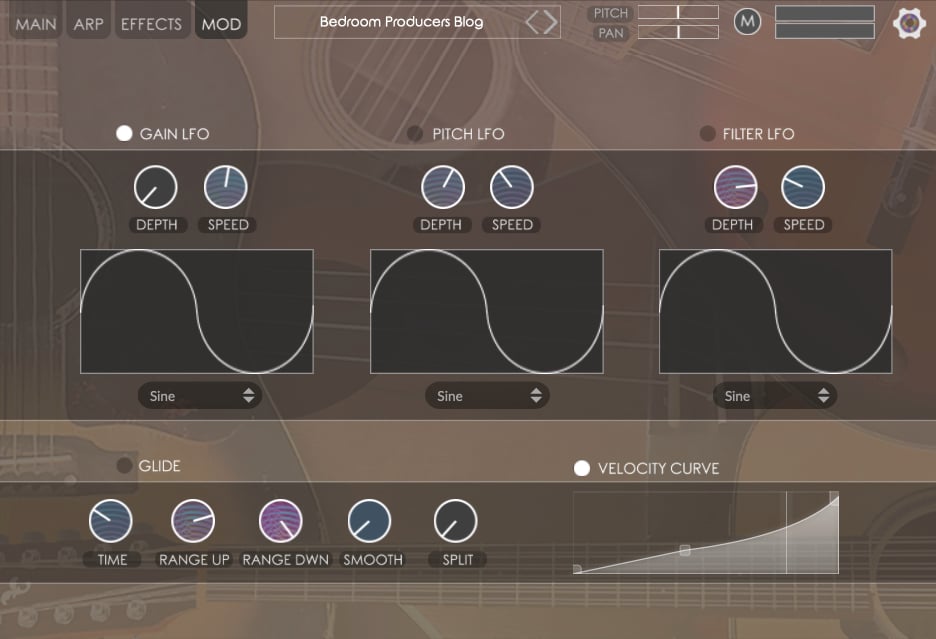 The modulation panel in Everything Acoustic.