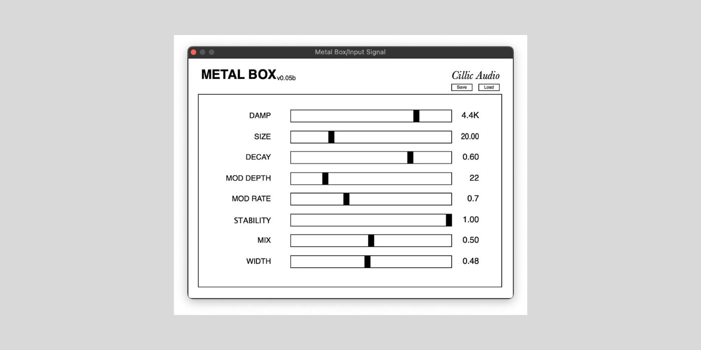 Cillic Audio releases Metal Box Lite, a FREE unique reverb effect for macOS and Windows