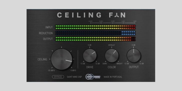Saint Mike DSP has released Ceiling Fan, a FREE (limited-time offer) clipper/limiter plugin for macOS and Windows