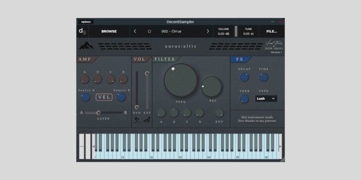Venus Theory releases Auras:altis, a FREE cinematic synth library for Decent Sampler