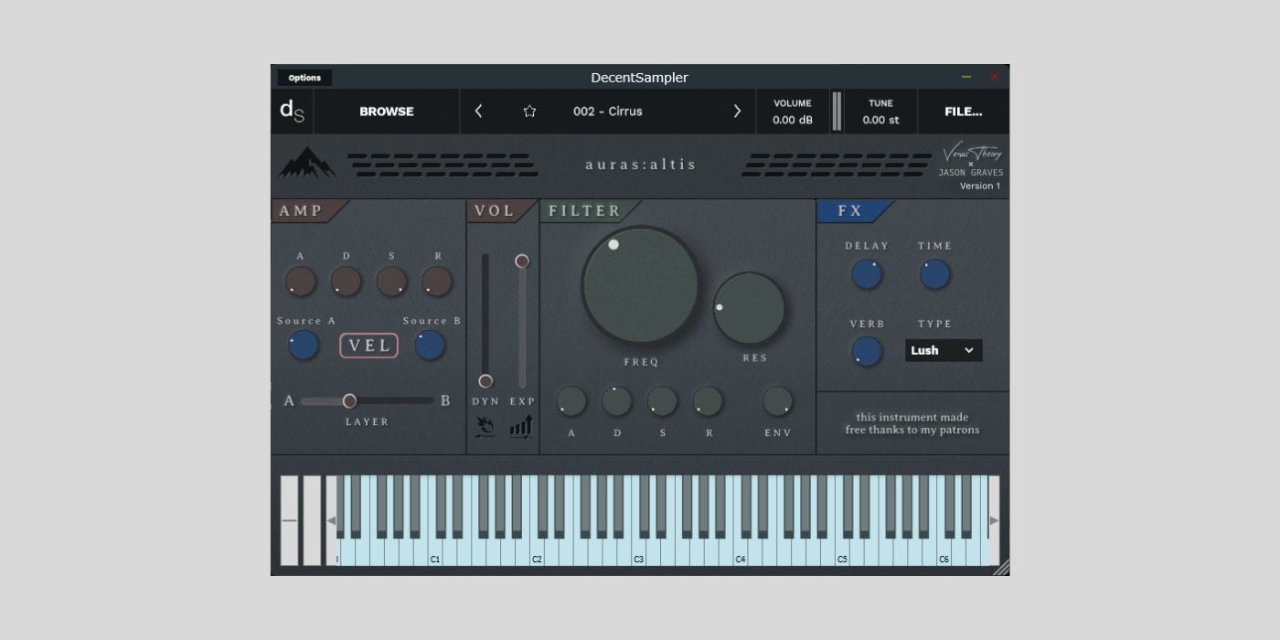 Venus Theory releases auras:altis, a FREE cinematic synth library for Decent Sampler