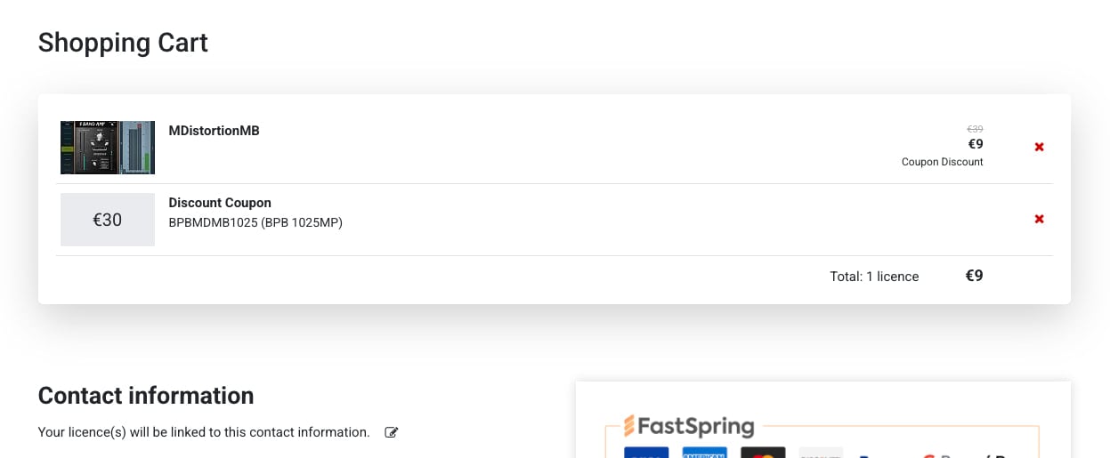 Here's how your shopping cart will look with the coupon code applied.