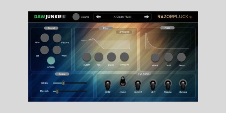 DAWJunkie releases RazorPluck Jr, a FREE pluck synth for macOS and Windows DAWJunkie RazorPluck Jr