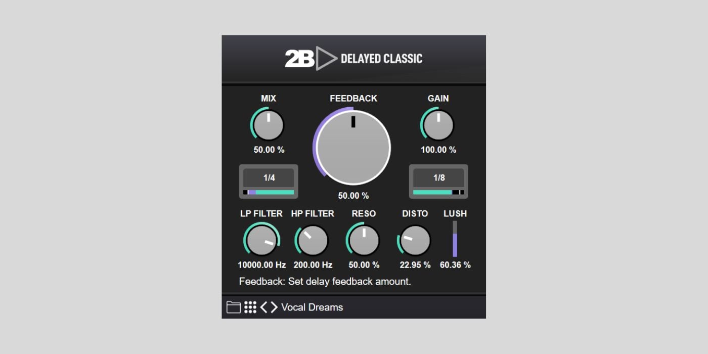 The 2B Delayed Classic creative stereo delay plugin is FREE for a limited time