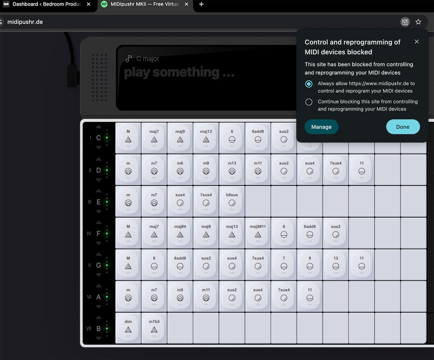 Here's how to enable MIDI in your browser.