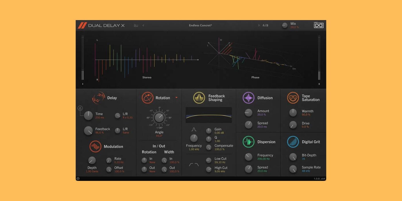 Get the UVI Dual Delay X creative spatial delay plugin for just 