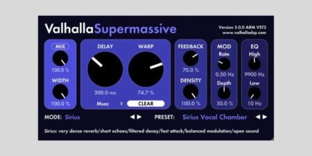 Valhalla DSP updates Supermassive 5.0.0 with new Sirius mode