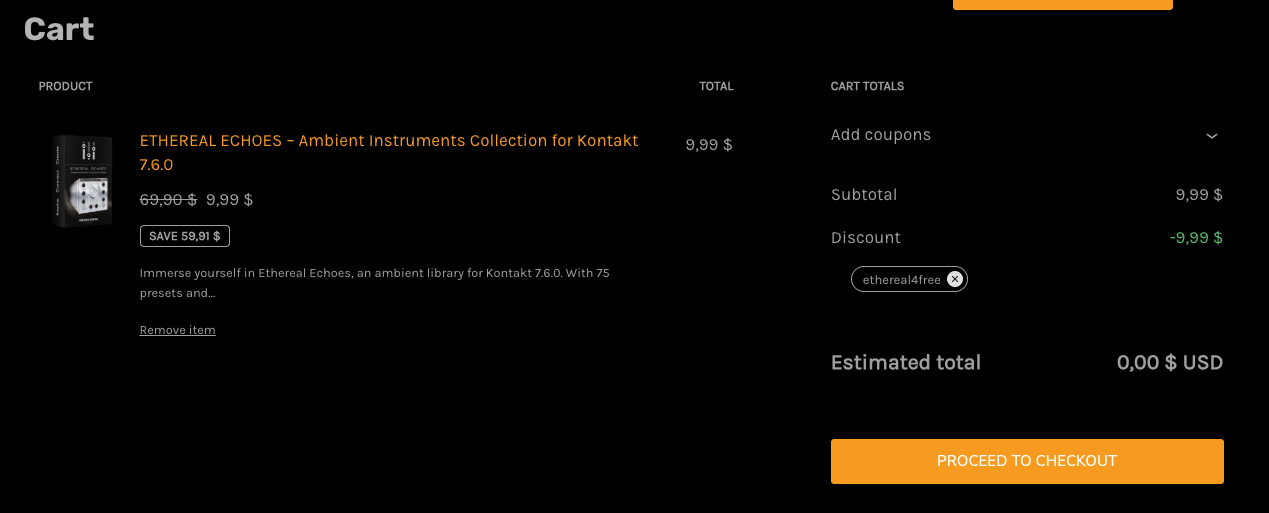 Coupon code Ethereal4FREE drops the price down to zero.