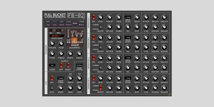Full Bucket Music releases FB-02, a free emulation of the Yamaha FB-01 module FB-02