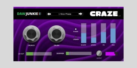 DAWJunkie releases Craze, a FREE crunchy phaser effect for macOS and Windows