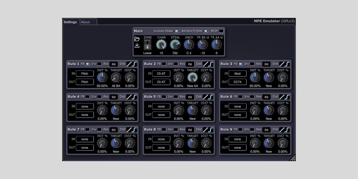 Give your single channel MIDI keyboard polyphonic expression for FREE with MPE Emulator by Attila Magyar