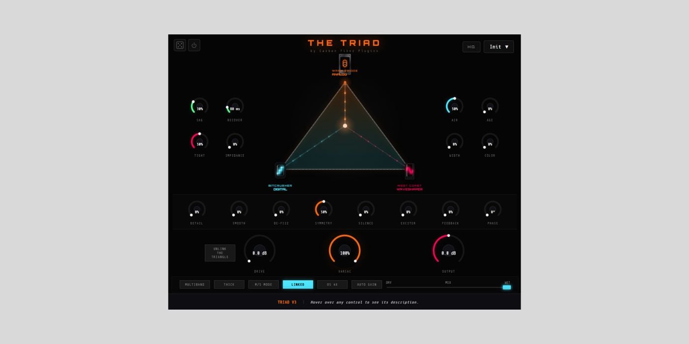 The Triad multi-algorithm distortion plugin by Carbon Fiber is FREE for a limited time