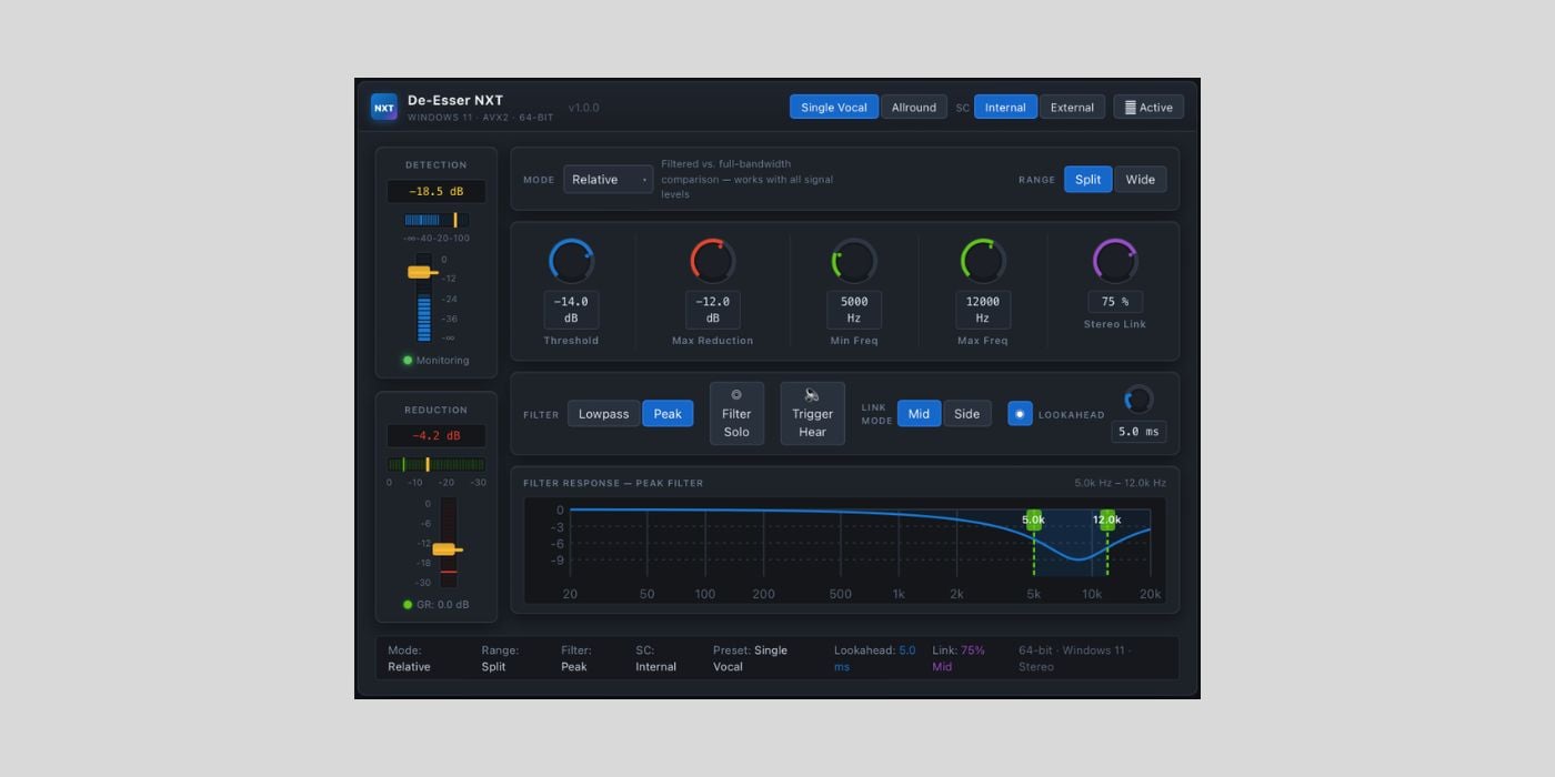 Subhankardas releases De-Esser NXT, a FREE de-esser plugin for Windows 11