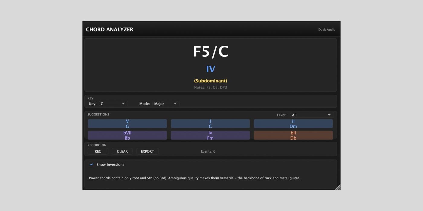 Dusk Audio has released Chord Analyzer