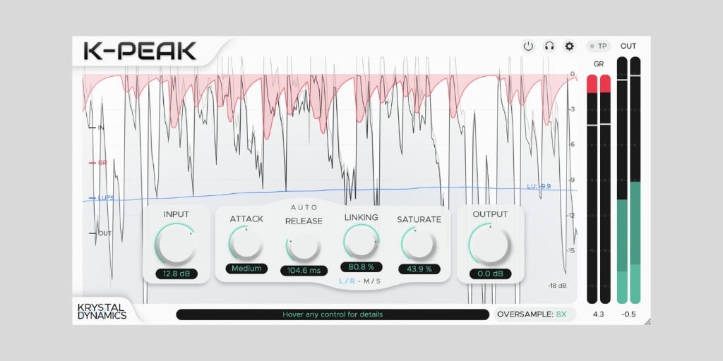 Krystal Dynamics releases KrystalPeak, a FREE limiter plugin for macOS and Windows
