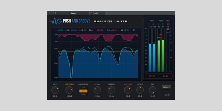 Push and Groove releases FREE RMS LEVEL LIMITER plugin RMS LEVEL LIMITER