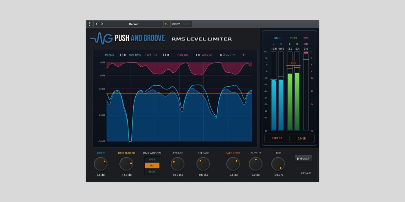 Push and Groove releases FREE RMS LEVEL LIMITER plugin