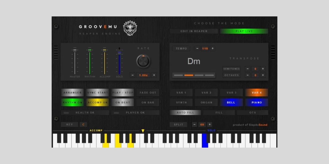 GroovEmu is a FREE REAPER arranger system for Windows