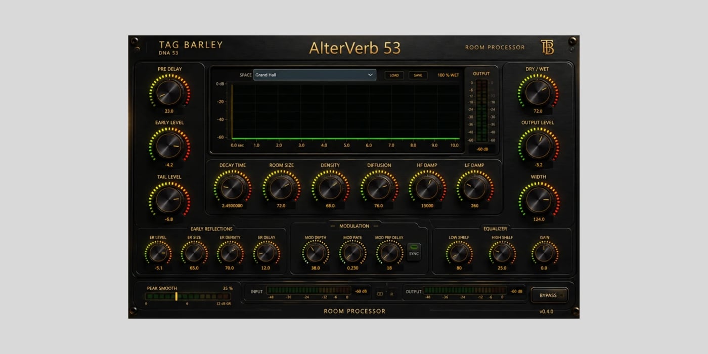 t4 Digital Studio releases AlterVerb 53, a FREE Windows reverb plugin