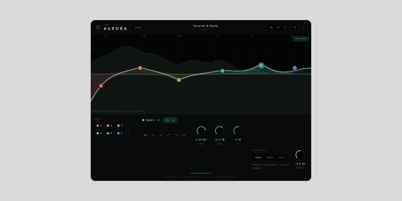 13X Audio releases Aurora, a FREE 24-band dynamic EQ plugin