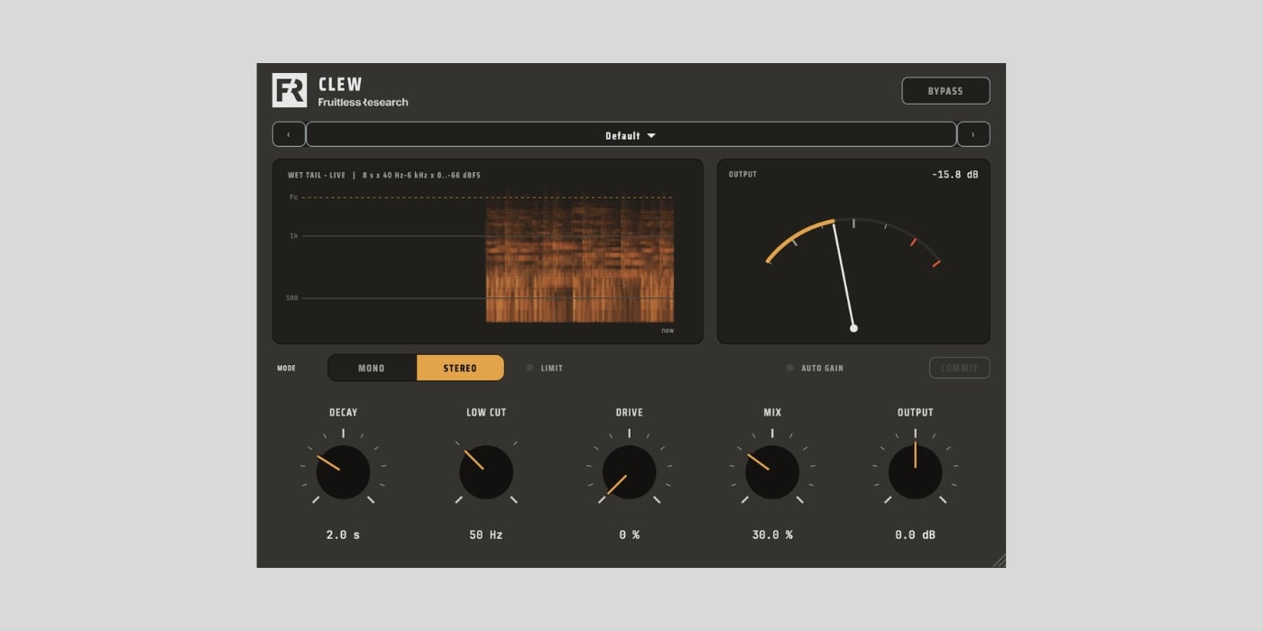 Fruitless Research releases Clew, a FREE physical-modeled spring reverb plugin
