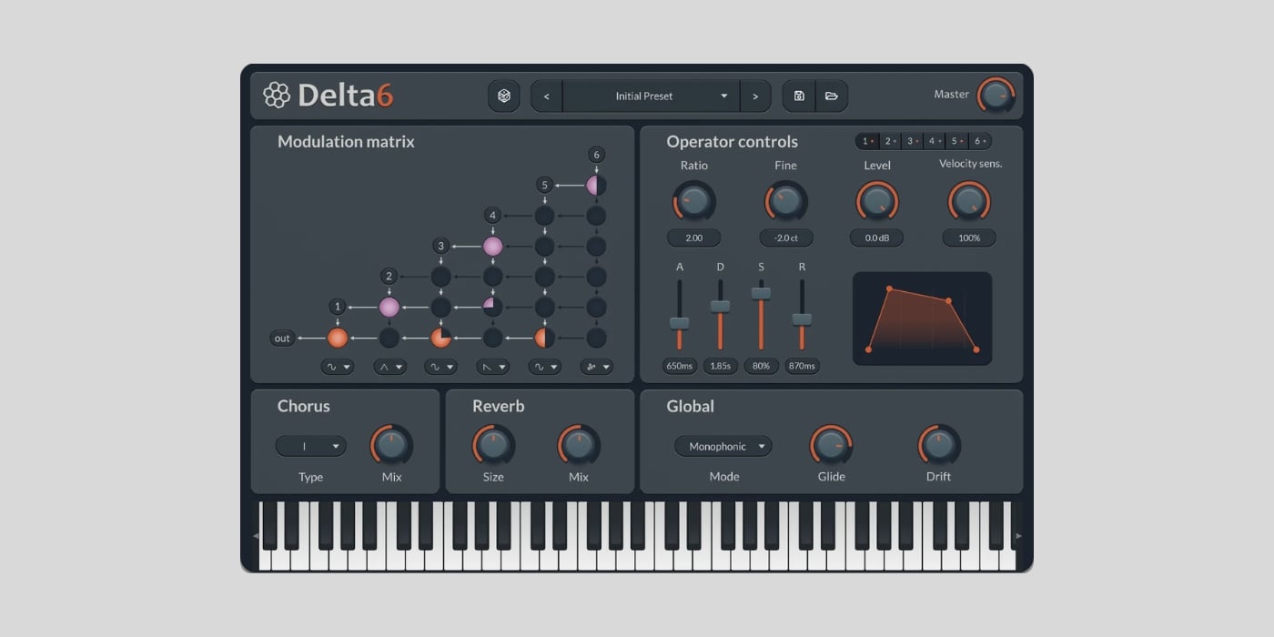 Hivetune releases Delta6, a FREE six-operator FM synthesizer