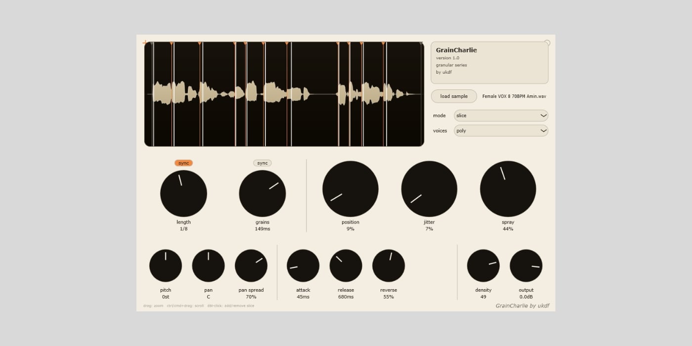 ukdf releases GrainCharlie, a FREE granular synth for macOS and Windows