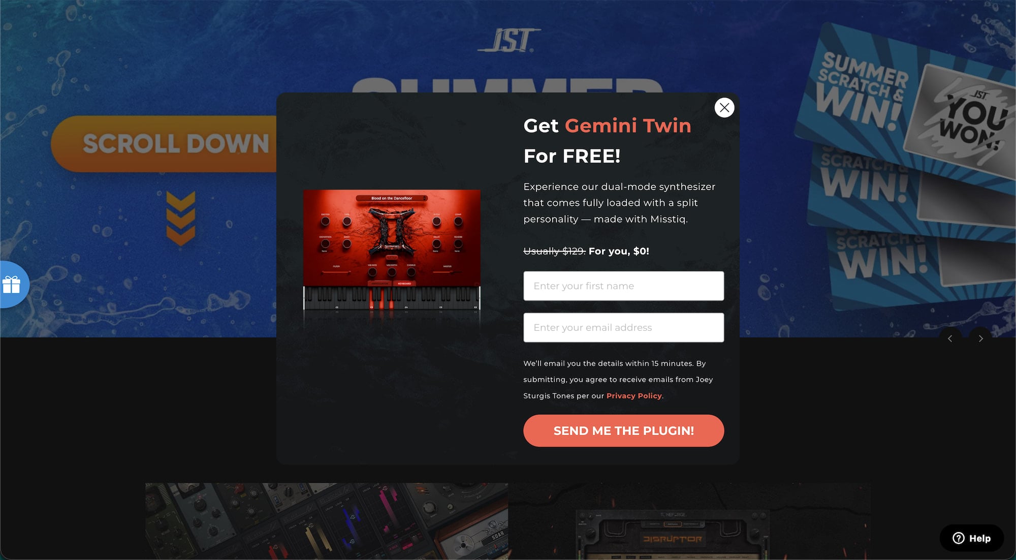Once the pop-up appears, enter your name and email address to get Gemini Twin.
