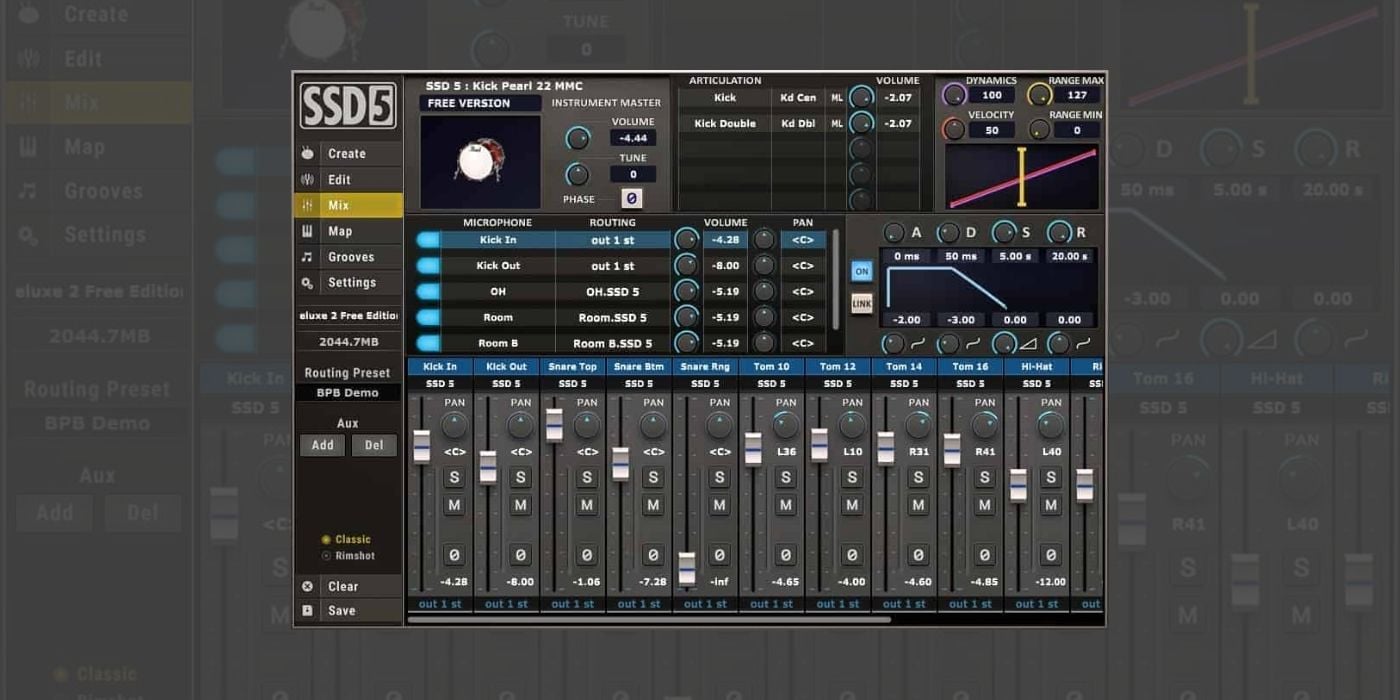 SSD Free by Steven Slate Drums, free drum plugin interface