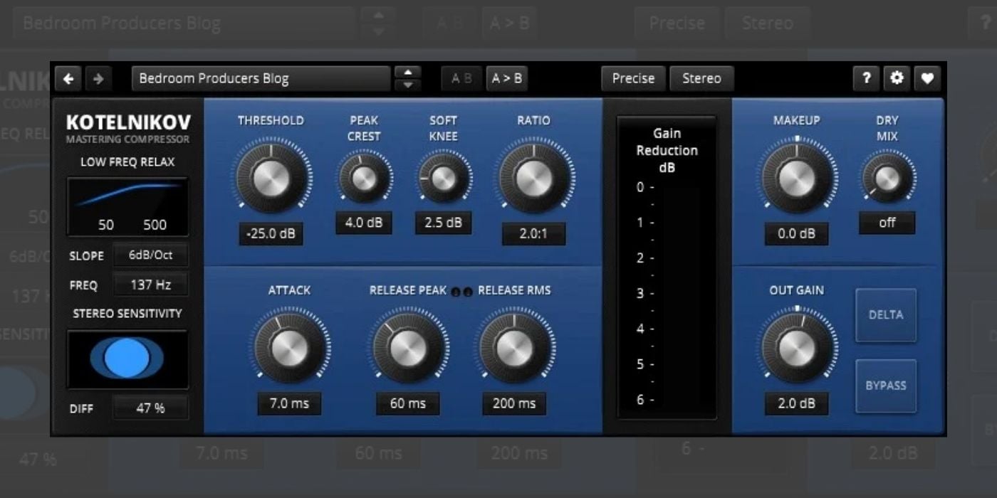 TDR Kotelnikov by Tokyo Dawn Labs, free compressor plugin interface
