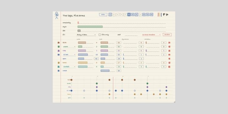 Two Legs, Five Arms is a FREE generative drum machine for macOS Two Legs, Five Arms